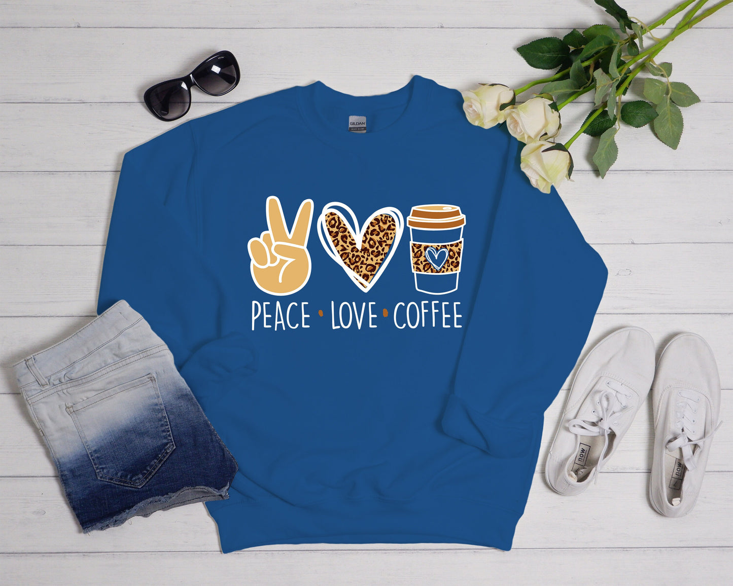 Peace Love Coffee Sweatshirt: Coffee Lover Gift