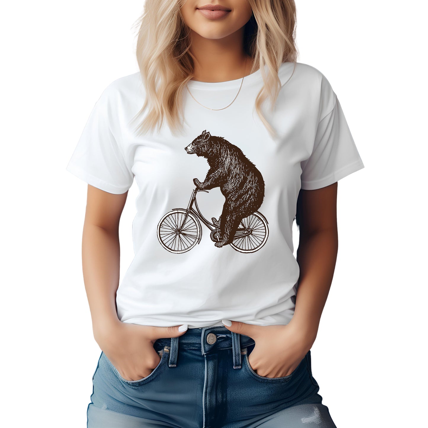 Funny Bear Riding Bicycle T-Shirt: Animal Lover Tee