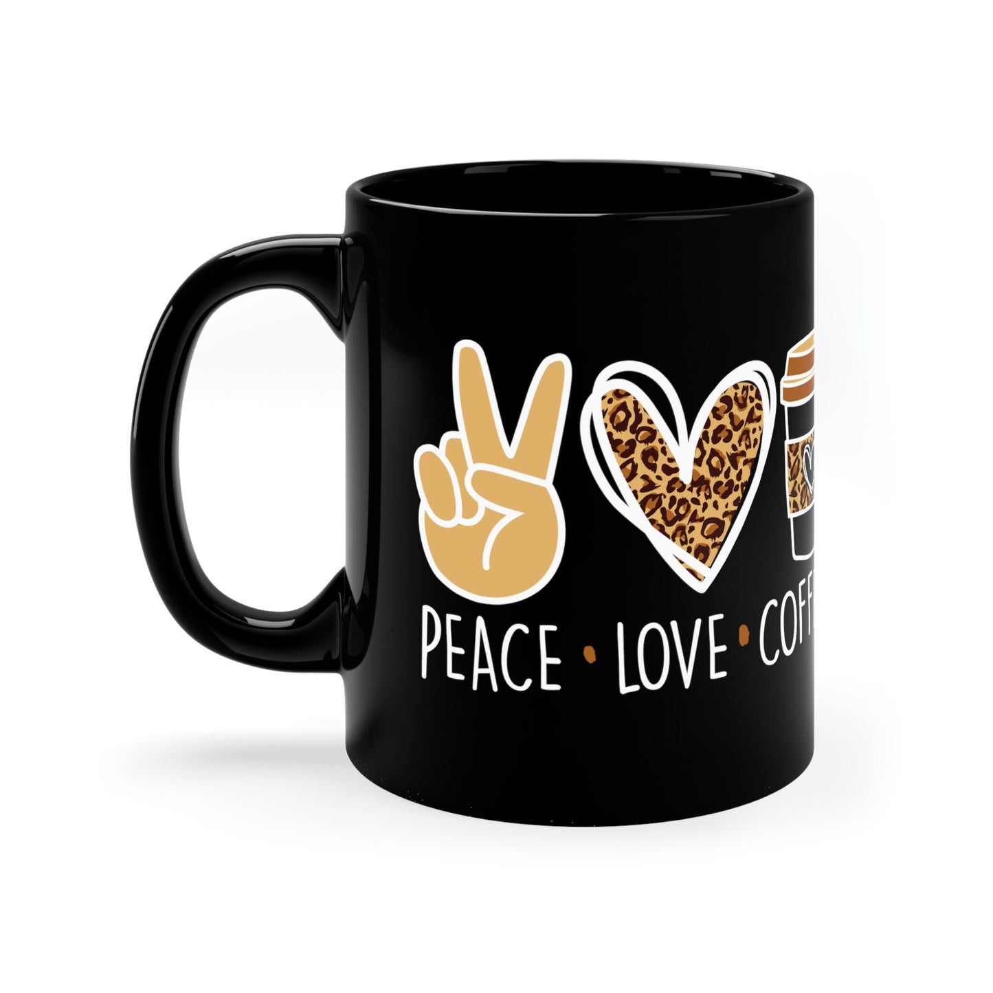 Peace Love Coffee Mug: Leopard Heart Ceramic Mug