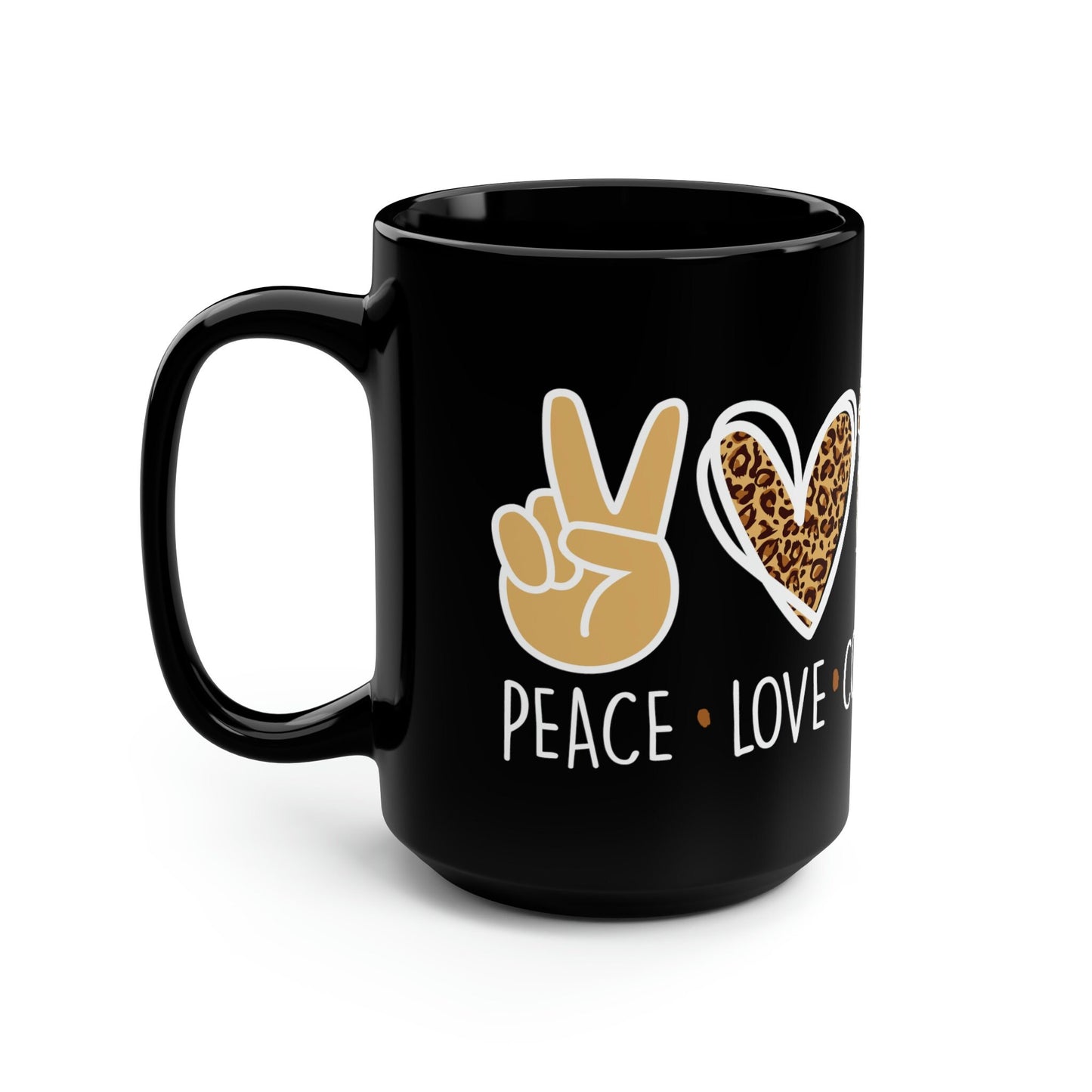 Peace Love Coffee Mug: Leopard Heart Ceramic Mug