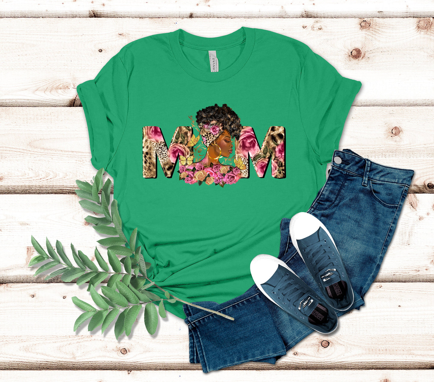 Afro Woman Mom T-Shirt, Floral Mother's Day Gift