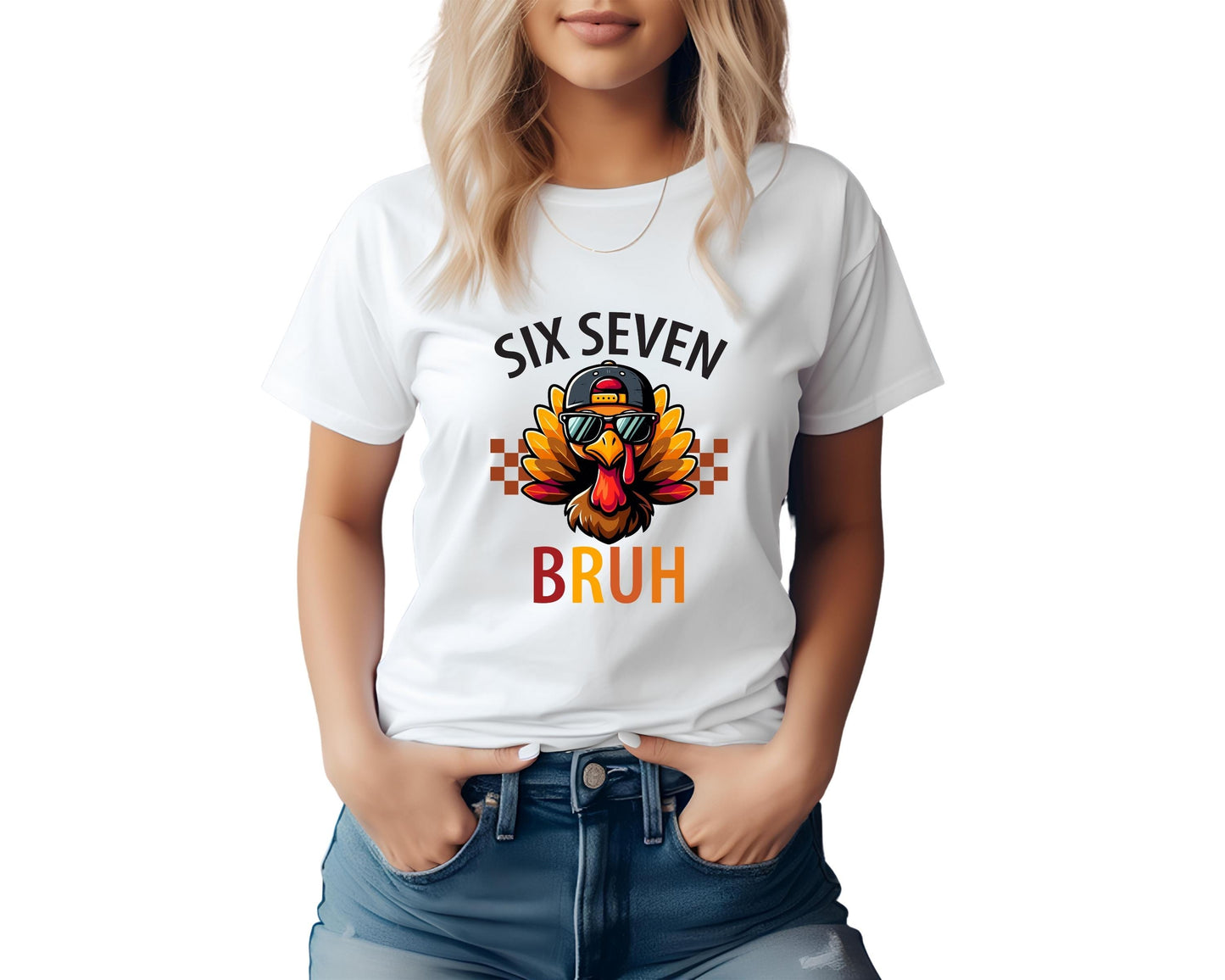 Funny Thanksgiving Turkey Shirt • "Six Seven Bruh" Unisex Tee