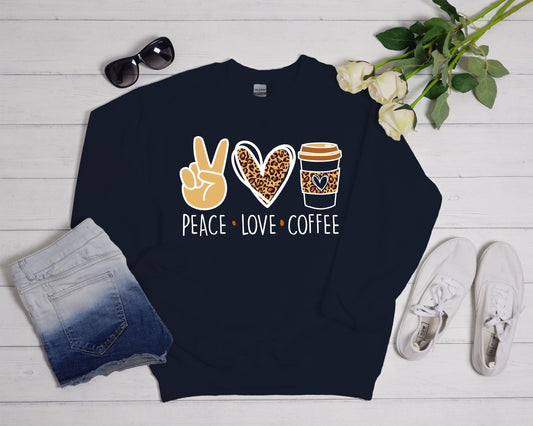 Peace Love Coffee Sweatshirt: Coffee Lover Gift