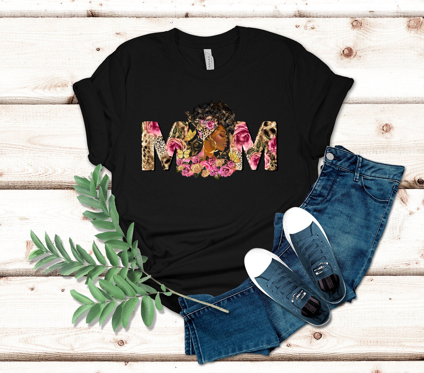 Afro Woman Mom T-Shirt, Floral Mother's Day Gift