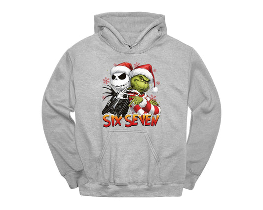 Six Seven Christmas Hoodie • Funny HolidayHooded Sweatshirt • Santa Cartoon Hoodie • Festive Xmas Gift Outfit