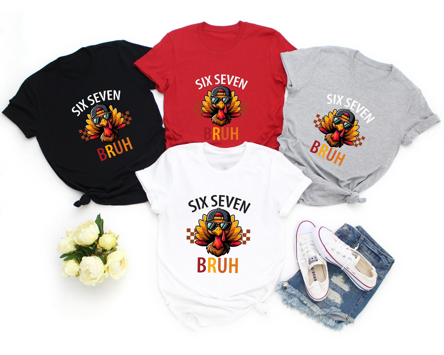 Funny Thanksgiving Turkey Shirt • "Six Seven Bruh" Unisex Tee