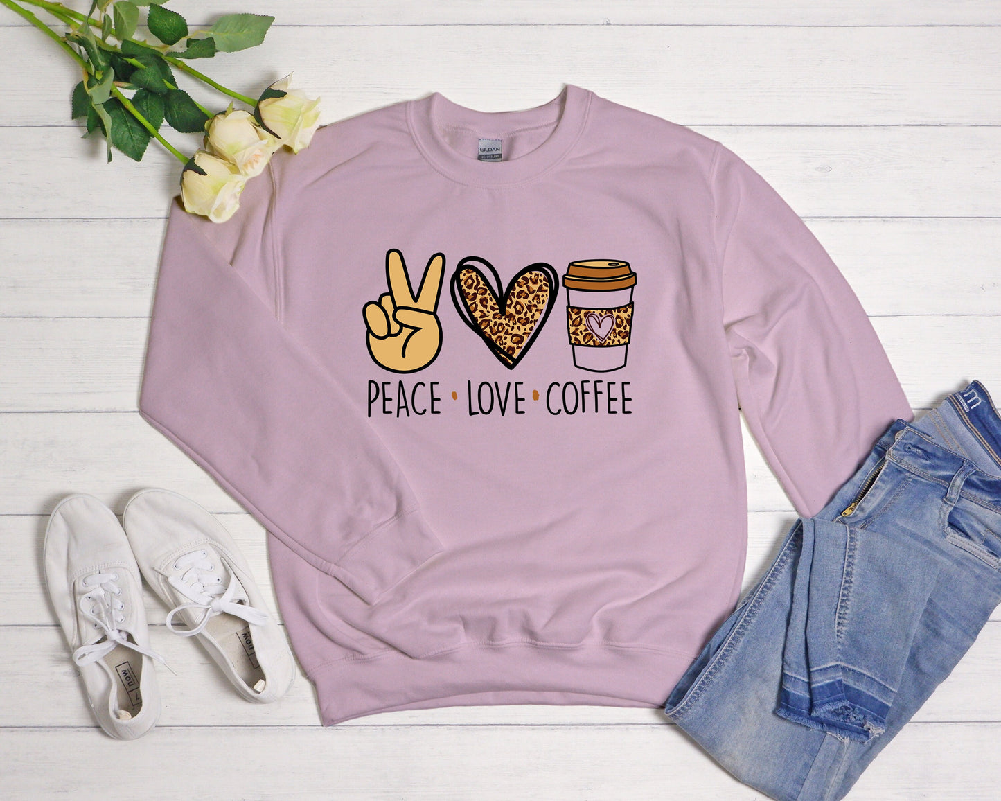 Peace Love Coffee Sweatshirt: Coffee Lover Gift