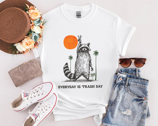 Retro Raccoon T-Shirt: Funny Graphic Tee - Every Day is Trash Day