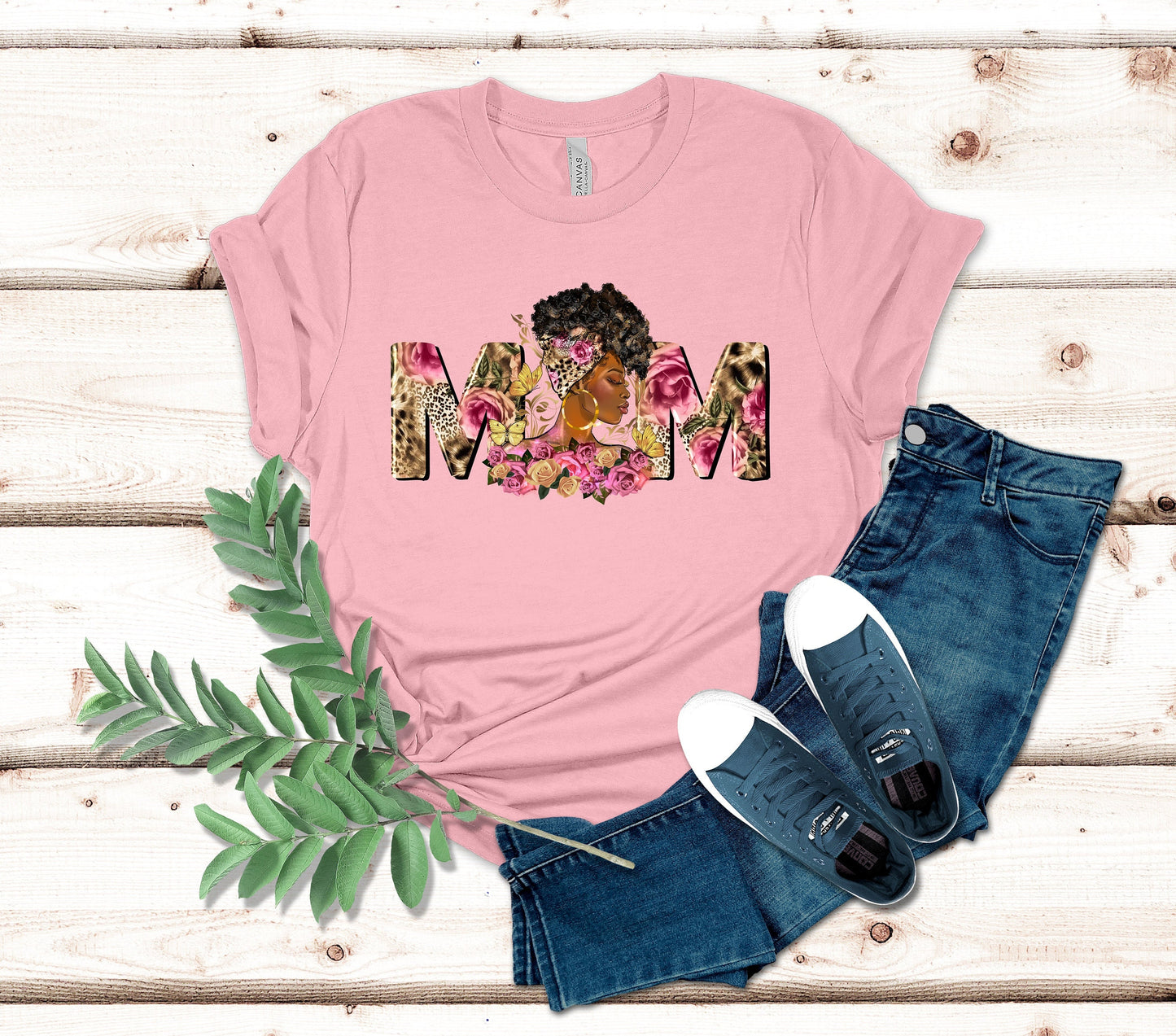 Afro Woman Mom T-Shirt, Floral Mother's Day Gift