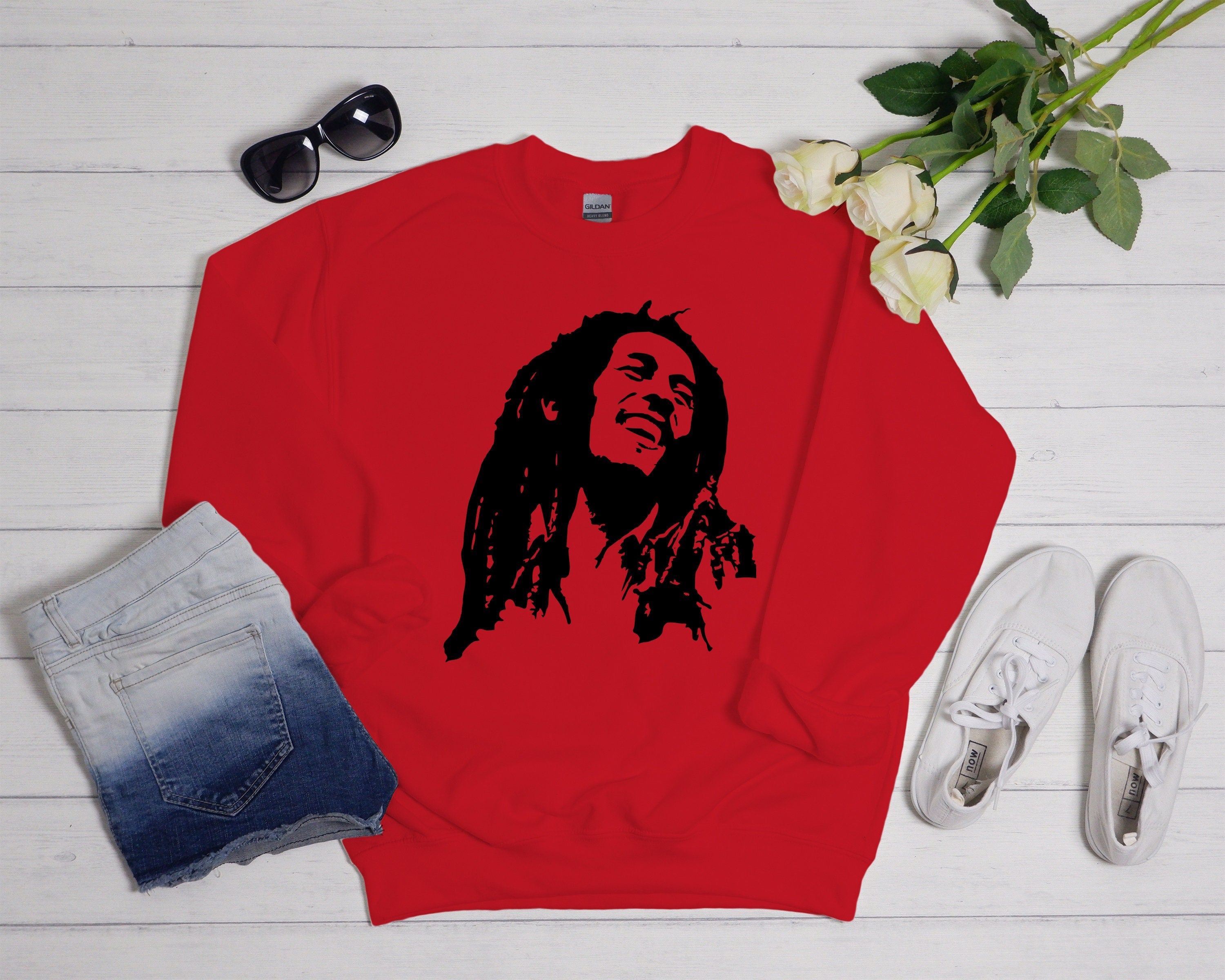 Bob Marley Graphic Sweatshirt, Reggae Rasta Style