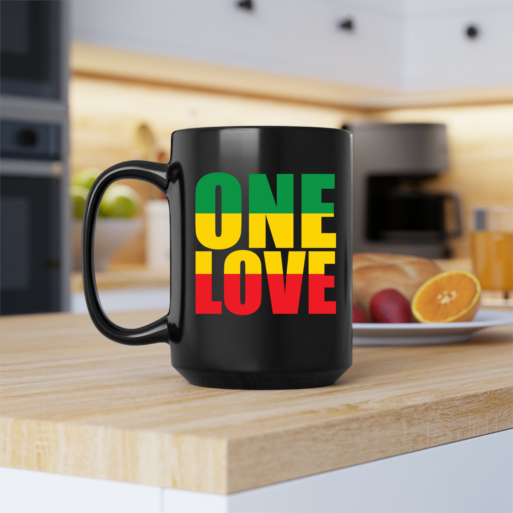 Bob Marley One Love Coffee Mug: Reggae Music Ceramic Mug, Double-Sided Print