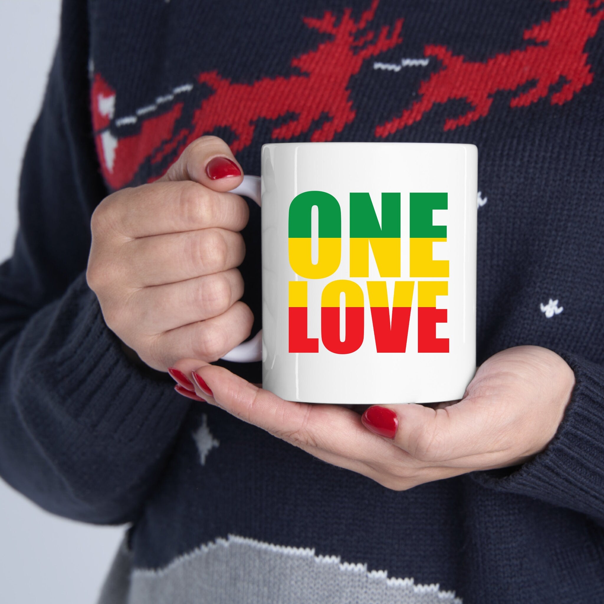 Bob Marley One Love Coffee Mug: Reggae Music Ceramic Mug, Double-Sided Print