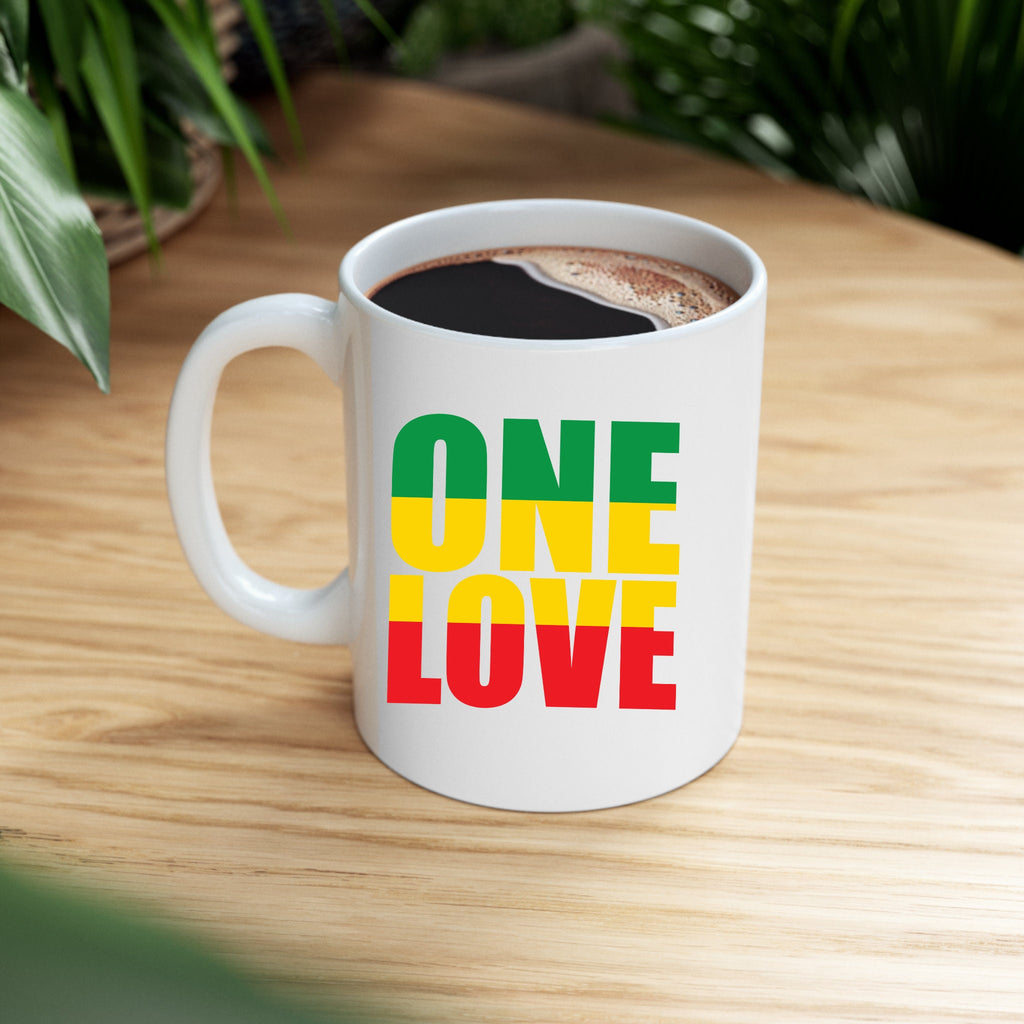 Bob Marley One Love Coffee Mug: Reggae Music Ceramic Mug, Double-Sided Print