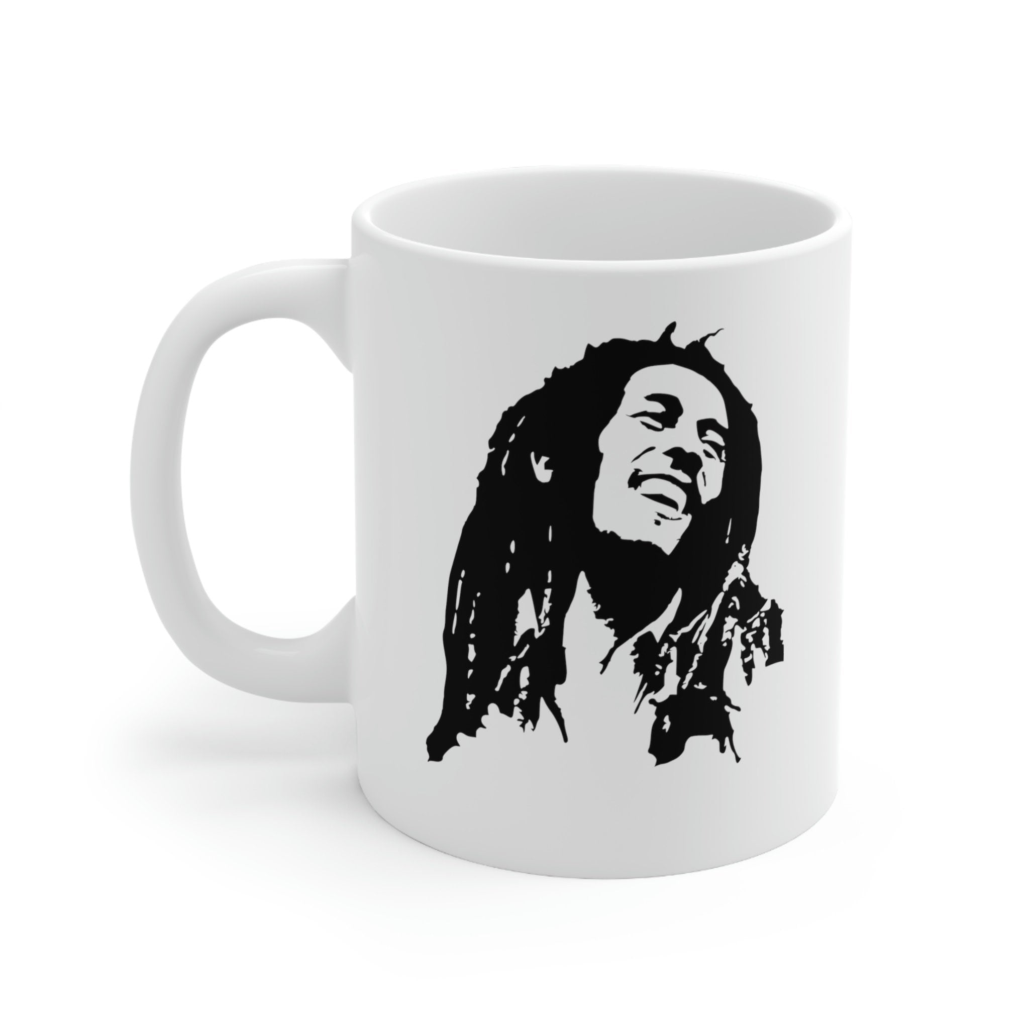 Bob Marley Silhouette Coffee Mug - Reggae Music Gift, Double-Sided Print