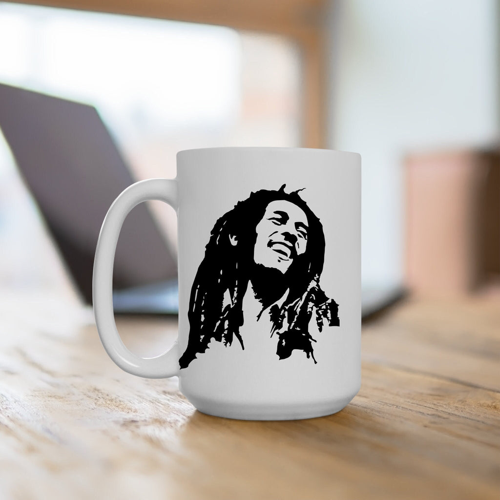 Bob Marley Silhouette Coffee Mug - Reggae Music Gift, Double-Sided Print