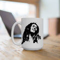 Bob Marley Silhouette Coffee Mug - Reggae Music Gift, Double-Sided Print
