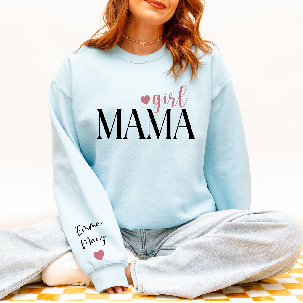 Custom Boy Girl Mama Sweatshirt, Personalized Kids Names Sleeve Sweater, Girl Boy Mom Sweat, Personalized Mother's Day Apparel
