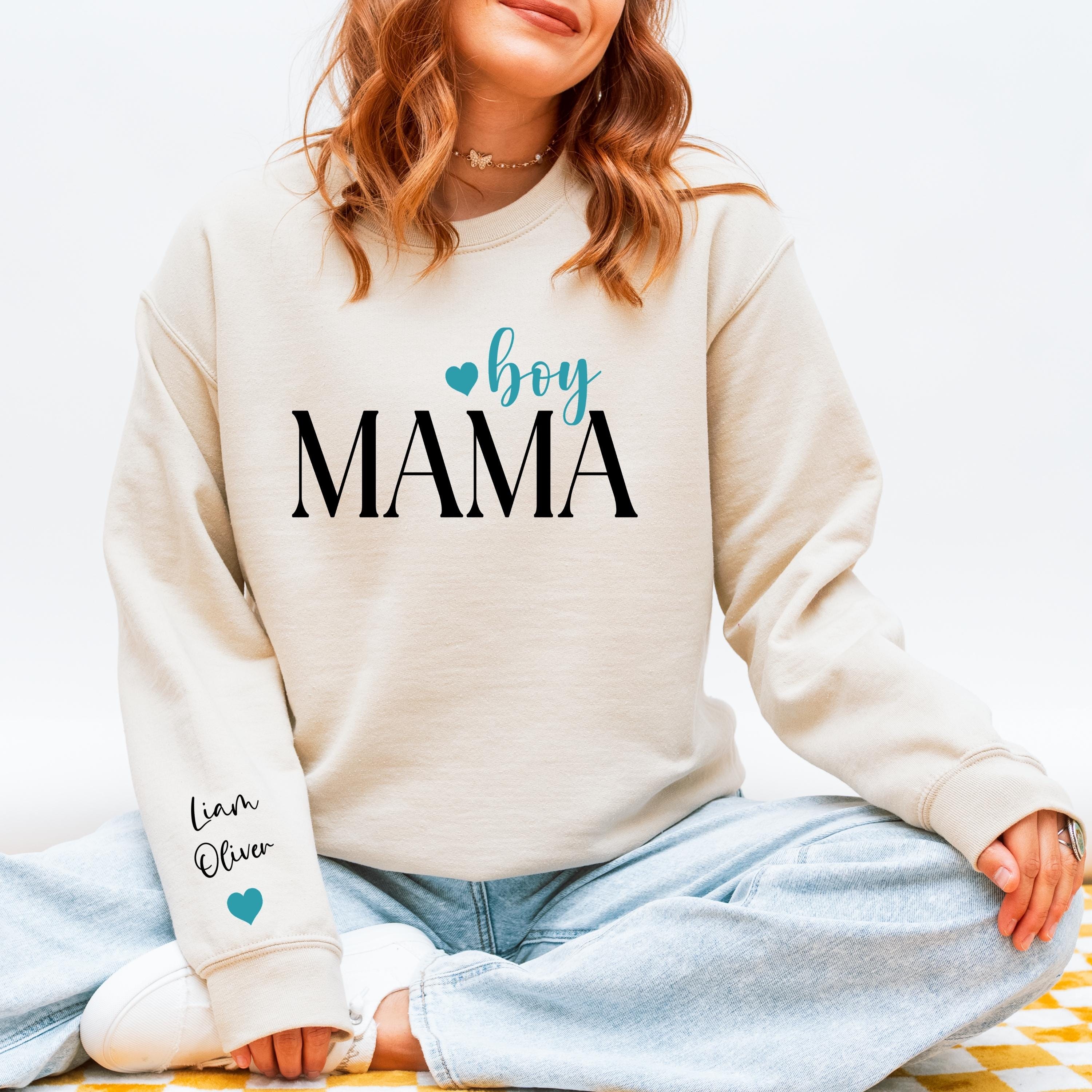 Custom Boy Girl Mama Sweatshirt, Personalized Kids Names Sleeve Sweater, Girl Boy Mom Sweat, Personalized Mother's Day Apparel