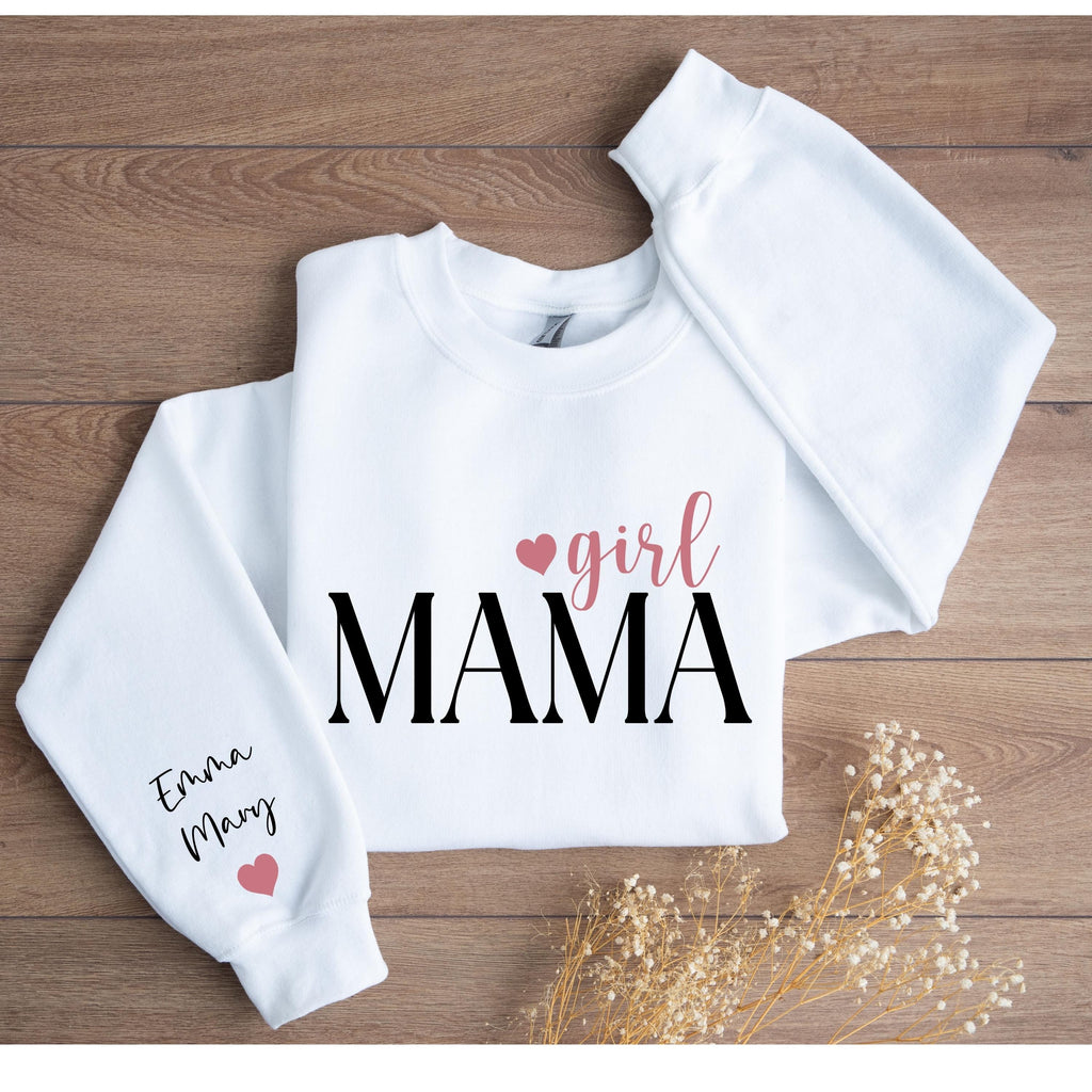 Custom Boy Girl Mama Sweatshirt, Personalized Kids Names Sleeve Sweater, Girl Boy Mom Sweat, Personalized Mother's Day Apparel