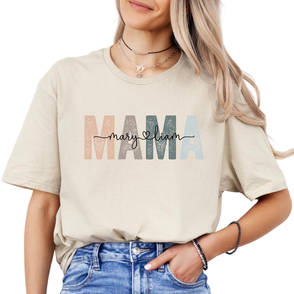 Personalized Mama Shirt, Custom Mom Name T-Shirt, Gift for Mom, Mothers Day Shirt, Grandma Shirt, Minimalist Family Names Tee