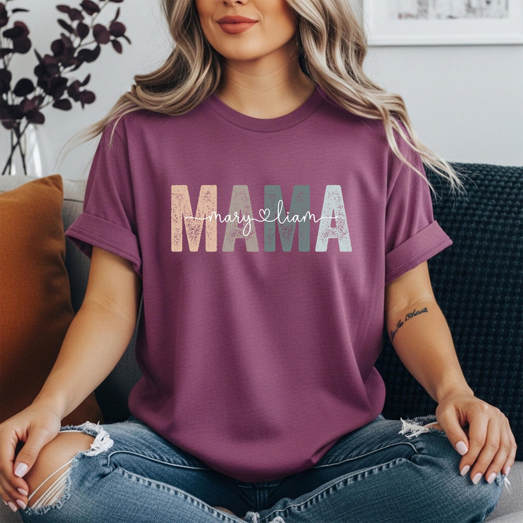 Personalized Mama Shirt, Custom Mom Name T-Shirt, Gift for Mom, Mothers Day Shirt, Grandma Shirt, Minimalist Family Names Tee