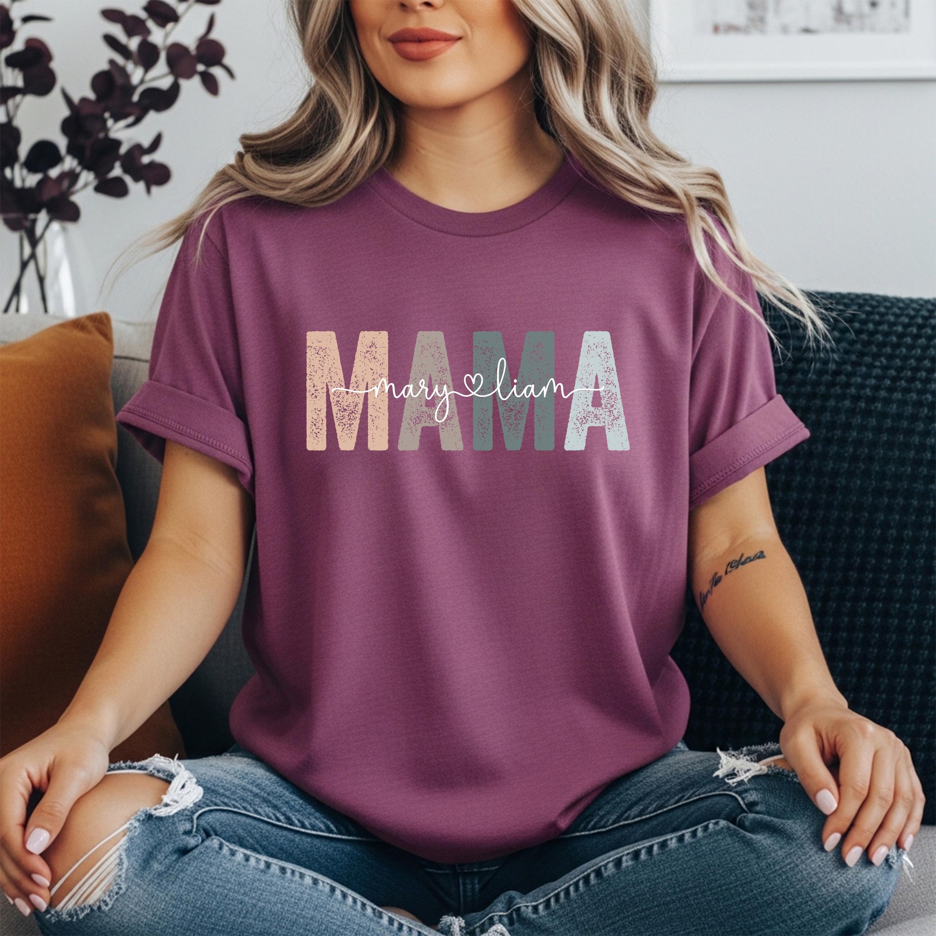 Personalized Mama Shirt, Custom Mom Name T-Shirt, Gift for Mom, Mothers Day Shirt, Grandma Shirt, Minimalist Family Names Tee