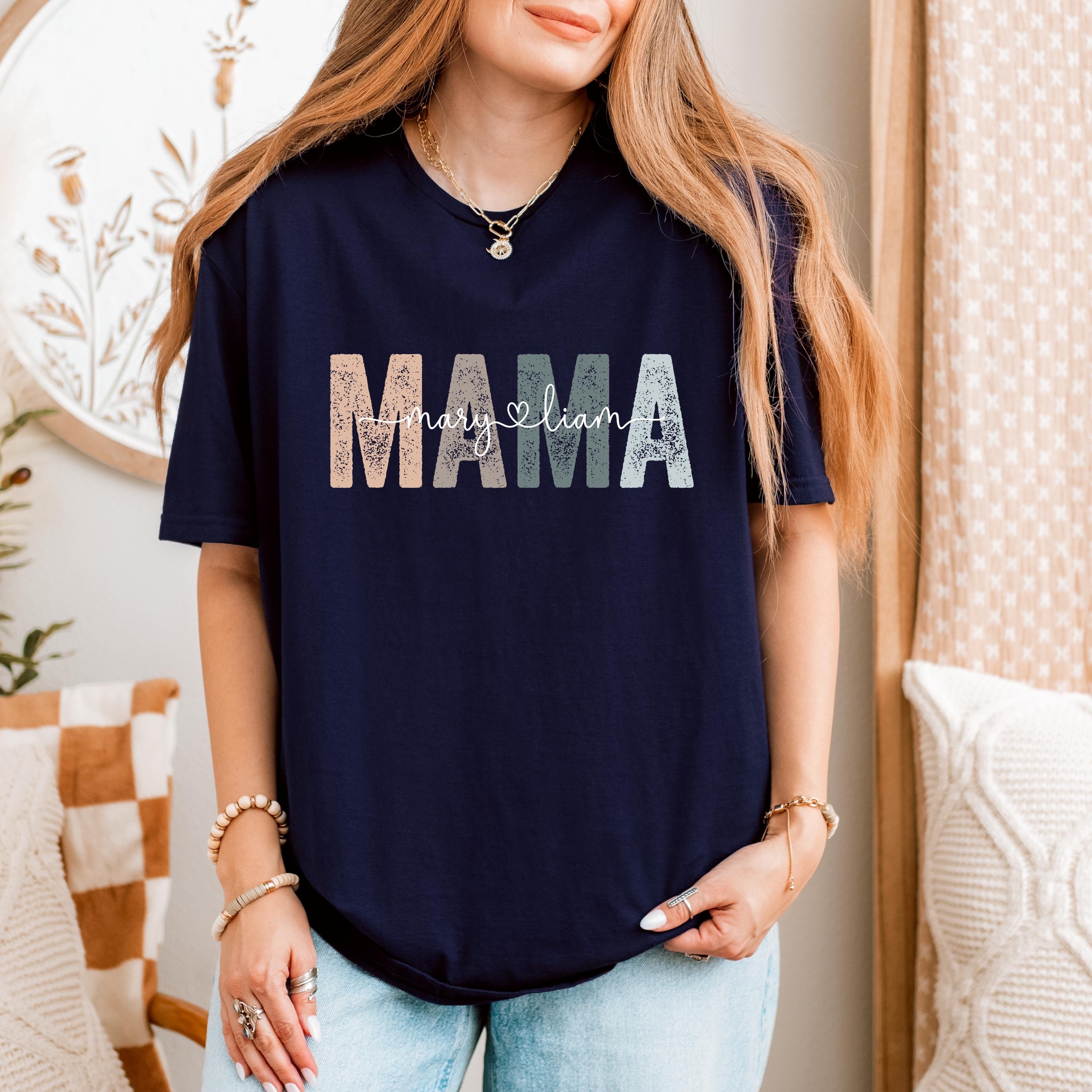 Personalized Mama Shirt, Custom Mom Name T-Shirt, Gift for Mom, Mothers Day Shirt, Grandma Shirt, Minimalist Family Names Tee